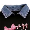 thumbnail image 4 of DAETIROS Girls 2 Piece Outfit Set Soft Bow Print Sweatshirt & High Waisted Flare Pants Playwear Everyday Matching Set Black Sizes 2T-8,Size 4-5 T, 4 of 8