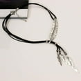 thumbnail image 3 of Jiaroswwei Bohemian Women Rhinestone Feather Pendant Faux Leather Rope Necklace Jewelry, 3 of 8