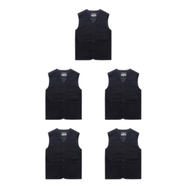 Youkk Classic And Versatile Dad Wear Waistcoat With Multiple Pockets Multi-pockets Dark Blue M 5Set