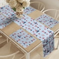 thumbnail image 2 of Ambesonne Lighthouse Table Runner & Placemats, Ocean and Waves, Placemat 4 pcs + Runner 14"x90", Pale Blue Red White, 2 of 2