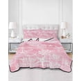 thumbnail image 2 of Quilt King Size Bedding Set, Pink Coastal Reversible Summer Quilt 3 Pieces, Summer Ocean Sea Waves Starfish Corals Lightweight Bedspreads Coverlets with 2 Pillow Shams for All Seasons, 2 of 5