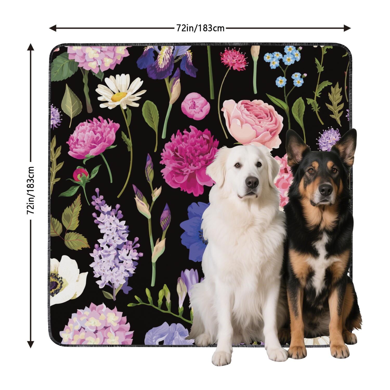 Extra Large 72x72 Inch Dog Pee Pads Washable, Highly Absorbent Reusable Potty Training Pads, Durable Leak-Proof Mat with Floral Design for Indoor Use