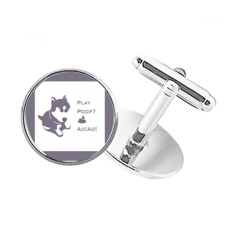 playful hupuppy plays poop round button cuff clip stud cufflinks