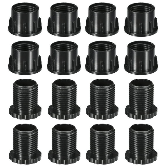 8Pack Inserts for Round Tubes with Leveling Feet, for 40mm/1.57" Dia Round Tube, Black Plastic Furniture Chair Leg Plug