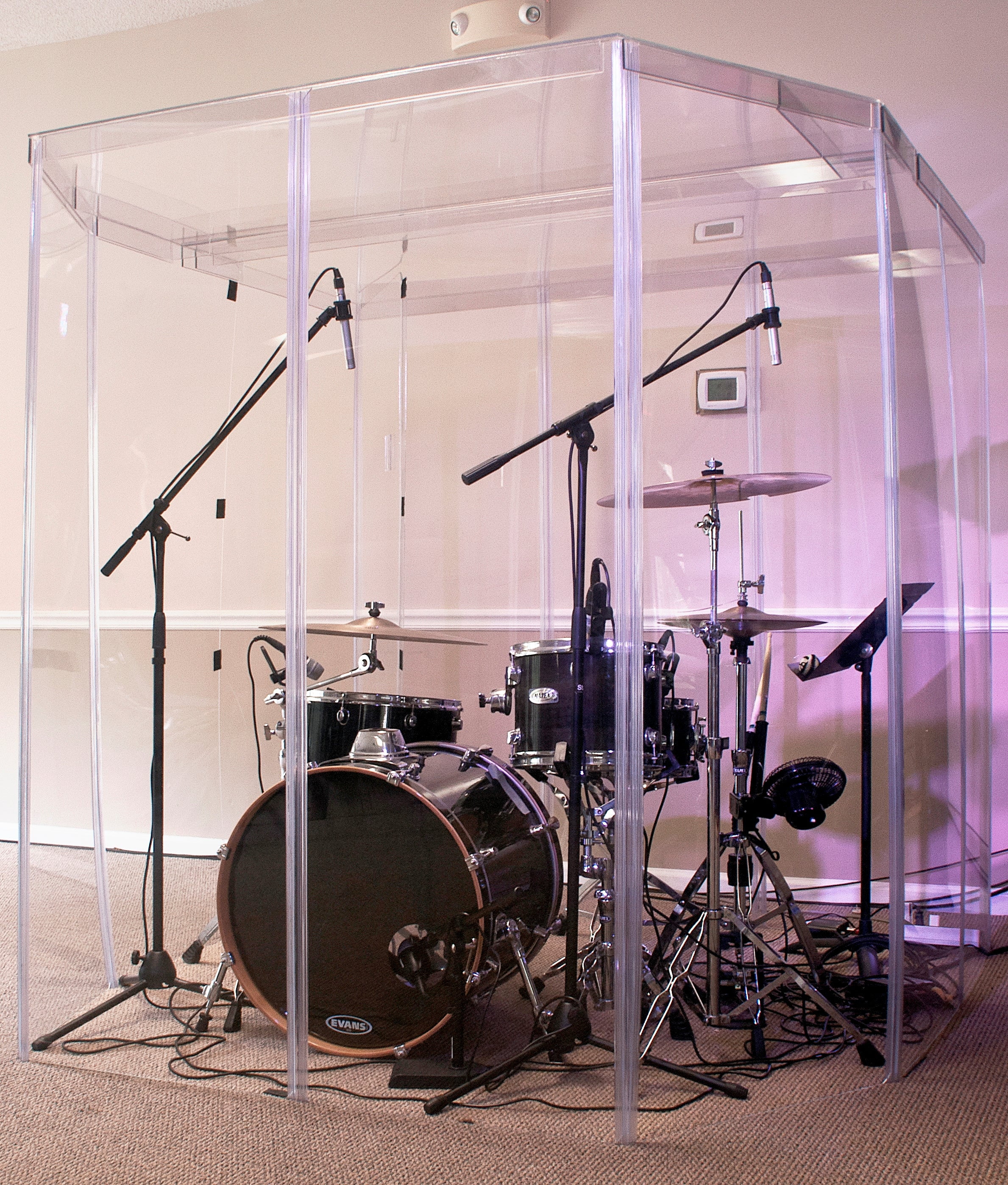 PENNZONI Drum Booth, Drum Shield, 6ft Tall, Acrylic Sound Proof Panels w/ Living Hinges