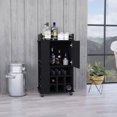 thumbnail image 4 of Black Bar Cart with Interior Cabinet Storage | Appropriate for Mixing Cocktails at Home | Keeps Bar Supplies Organized, 4 of 4