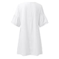 thumbnail image 3 of Kureaily Women Fashion Loose Casual Solid Color V Neck Five Quarter Sleeve Flared Sleeve Dress, 3 of 4
