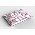 thumbnail image 2 of Ambesonne Cherry Blossom Pillow Sham, Sakura Tree Bird, 26" X 20", Black Hot Pink White, 2 of 2