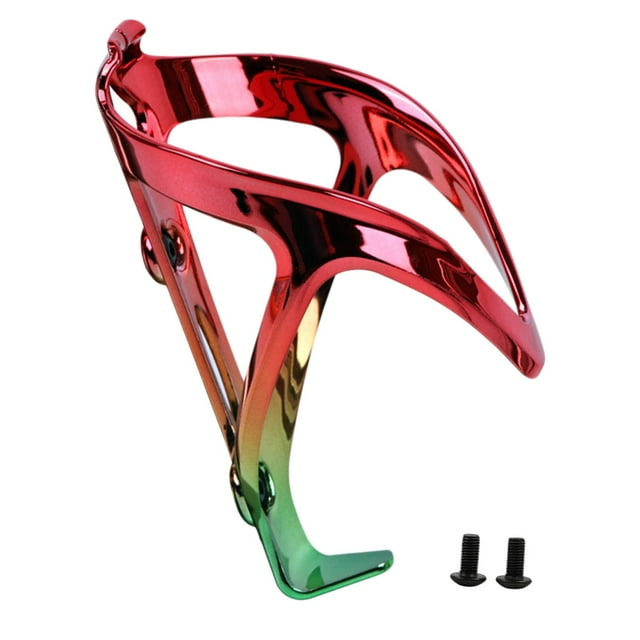 Portabidón para bicicleta de montaña, color electrochapado. Soporte para botella de agua. Degradado rojo verde