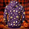 thumbnail image 3 of Men's Halloween Hoodie, Graphic Pullover Sweatshirt Pumpkin Printed Spooky Season Casual Fall Outfit Streetwear Top Purple 2XL, 3 of 3