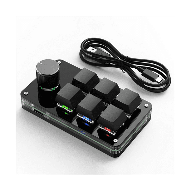 Programming Macro Custom Knob Keyboard 6 Key Copy Paste Mini Button Gaming Keypad, RGB