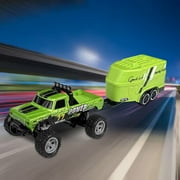 JingChun Mini RC Monster Truck - Monster Truck with Lights, Rechargeable Remote Control Semi Truck with Trailer, Mini Rc Alloy Monster Truck, Adjustable Speed/Steering