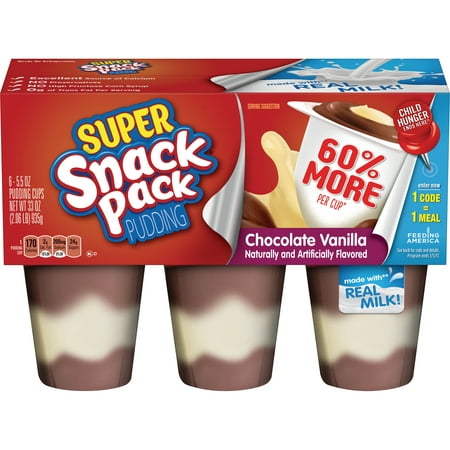 (2 Pack) Super Snack Pack Chocolate Vanilla Pudding Cups, 6