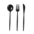 thumbnail image 5 of BalsaCircle 24 Black Disposable Premium Plastic Cutlery Spoon Fork Knife Set Wedding Party Decorations, 5 of 8