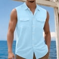 thumbnail image 2 of Big & Tall Men's Sleeveless Button Down Shirts Summer Beach Vacation Casual Regular Fit Shirt with Chest Pockets, Father's Day Gift, 2 of 7