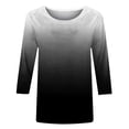 thumbnail image 3 of Birdeem T-Shirt Mode Femme Imprimé Ample Manches 3/4 Blouse Col Rond Hauts Décontractés, 3 of 12
