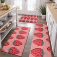 thumbnail image 2 of Red Strawberry Plants Fruit Pink Pattern Kitchen Rugs Sets Of 3,Kitchen Runner Rugs Non Skid Washable,Decorative Kitchen Floor Mats for Kitchen,Sink,Laundry,17"x30"+ 17"x47" + 17"x59", 2 of 6
