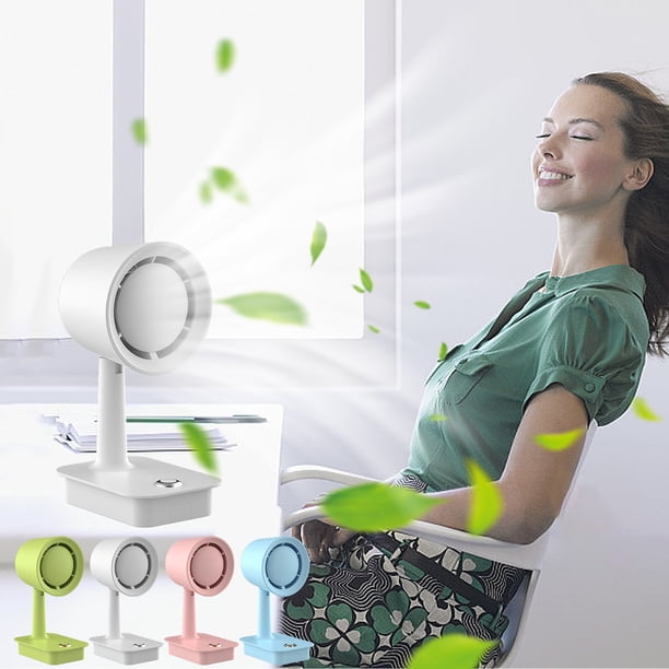 Ventilador de Escritorio Plegable, Recargable Por Usb, Silencioso, Sin Aspas, Potente Viento, Soporte Multiusos para Teléfono, Ideal para Oficina, Dormitorio, Verde, Rosa, Azul y Blanco, Tamaño Compa