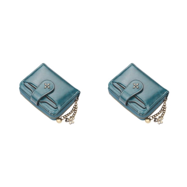 Qarigey Cartera de moda dividida para mujer, monedero con cremallera para mujer, monedero pequeño multifunción, tarjetero, bolso de mano, Azul 2piezas