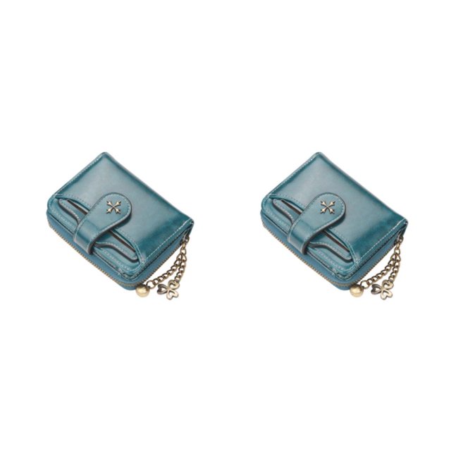 Qarigey Cartera de moda dividida para mujer, monedero con cremallera para mujer, monedero pequeño multifunción, tarjetero, bolso de mano, Azul 2piezas