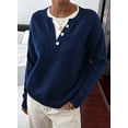 thumbnail image 3 of DOKOTOO Womens Sweater Tops Crew Neck Long Sleeve Knit Pullover Shirt 2 in 1 Layered Look Button Detail Lightweight Casual Top S-2XL, 3 of 10