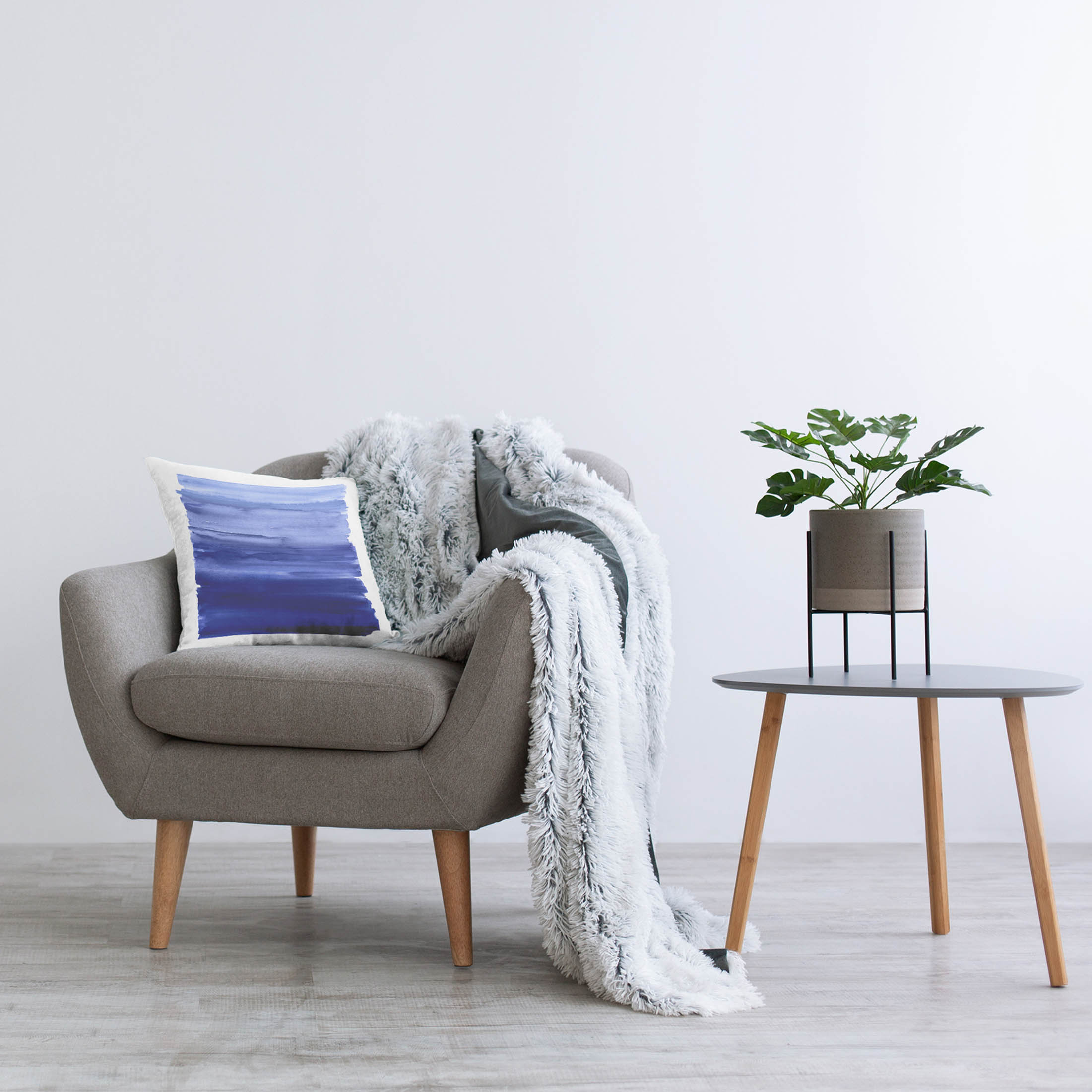 Stupell Industries Modern Brushed Blue Gradient Printed Throw Pillow Design by Allie Corbin