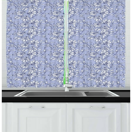 Botanical Curtains 2 Panels Set Vintage Style Blossoming Nature
