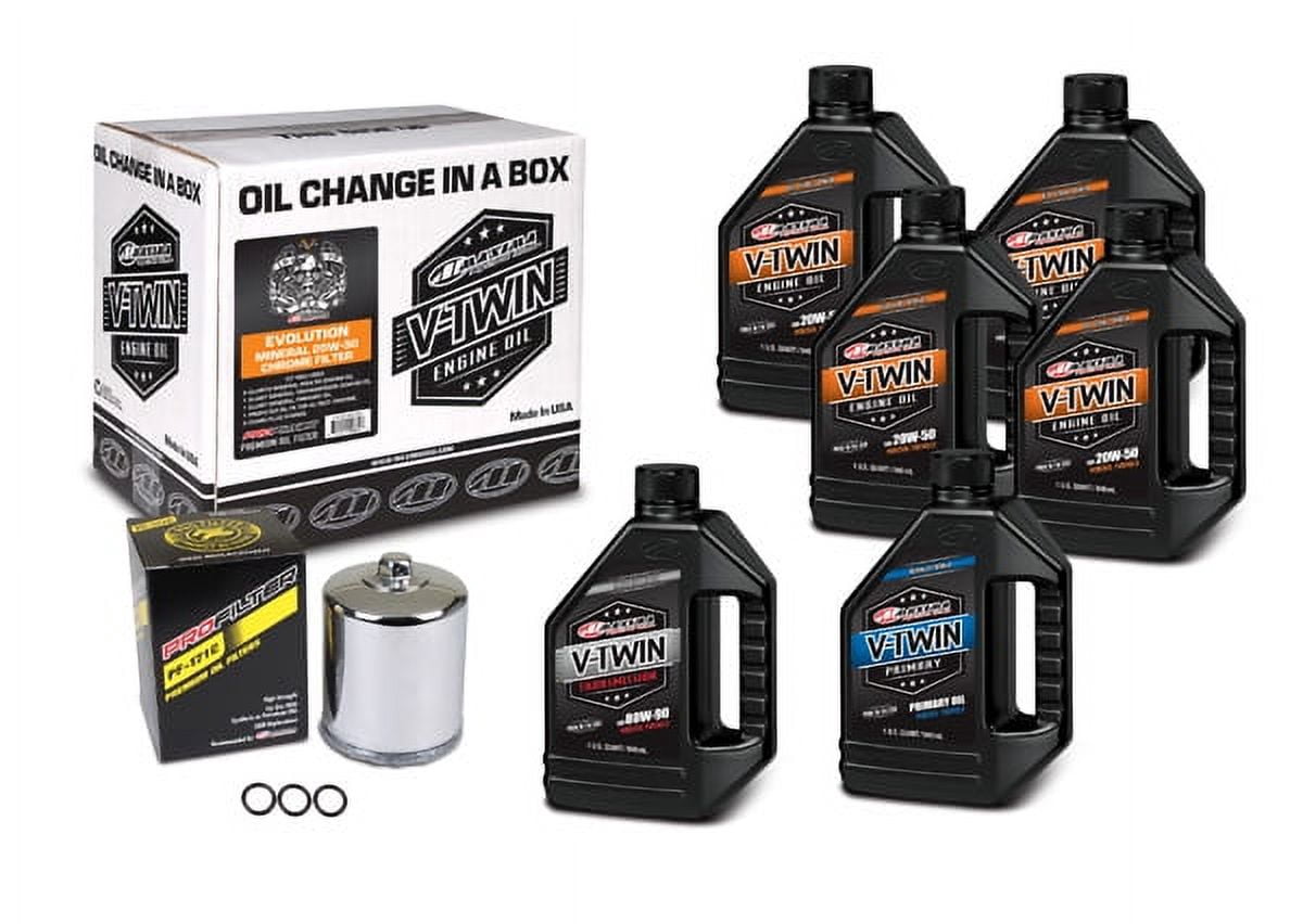 Maxima V-Twin Mineral Oil Change Kit EVO Chrome Filter for Harley-Davidson 1984-1999