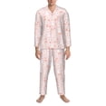 thumbnail image 3 of Lsque Flower Rabbit Pattern Long Sleeve Pajama Set for Men - Soft 2-Piece Sleepwear and Loungewear Set with Pockets, Comfy Nightwear-Small, 3 of 7