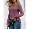 thumbnail image 3 of SWSMCLT Women's Long Sleeve T Shirt Spring Vacation Stretch Casual Home Fall Date Night Tee Loose Top Soft Purple X-Large, 3 of 4