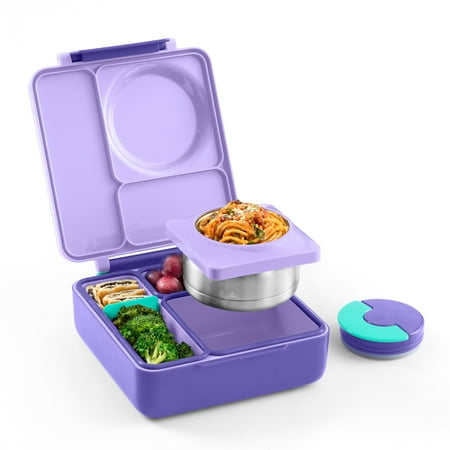 

OmieBox Bento Box for Kids - Insulated Bento Lunch Box with Leak Proof Thermos Food Jar - Purple Plum