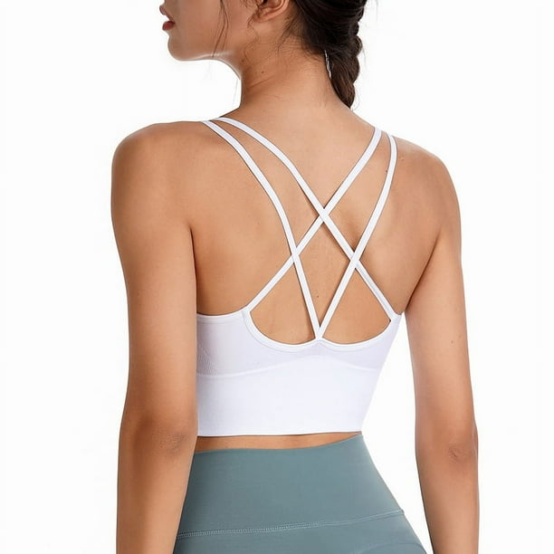 Sujetador deportivo de yoga sin aros con espalda cruzada, de secado rápido, a prueba de golpes, ropa interior deportiva europea y americana de talla grande para mujer