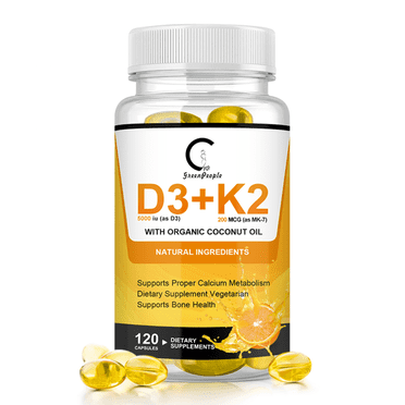 (2 Pack)Vitamin D3 K2 Capsules - Vitamin D3 5000 IU and Vitamin K MK7 200mcg - for Immune Support, Bone Health & Heart Health - Non-GMO - Gluten-Free - 240 Softgels