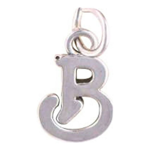 Sterling Silver 16" .8mm Box Chain Scrolled Letter B Pendant Necklace