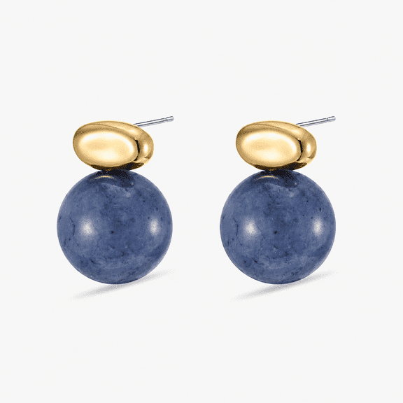 Mireia Blue Jade Drop Earrings, 14K Gold-Plated