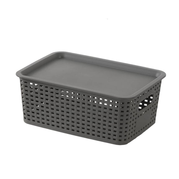 POYOGA Stackable Plastic Storage Basket Bamboos Lid for Home Organization