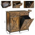thumbnail image 2 of Double Tilt Out Trash Cabinet 20 Gal, Kitchen Wooden Recycling Cabinet, Hidden Trash Can Holder w/Drawers & Tabletop, Dog-Proof Trash Bin Cabinet, Trash Bins NOT Included (Retro Brown), 2 of 8