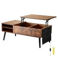 thumbnail image 1 of KFFKFF Table Basse Élévatrice, Table Rectangulaire de 39,4 Po avec Compartiments de Rangement Supplémentaires, Tablettes Ajustables pour Salon, Brun, 1 of 9