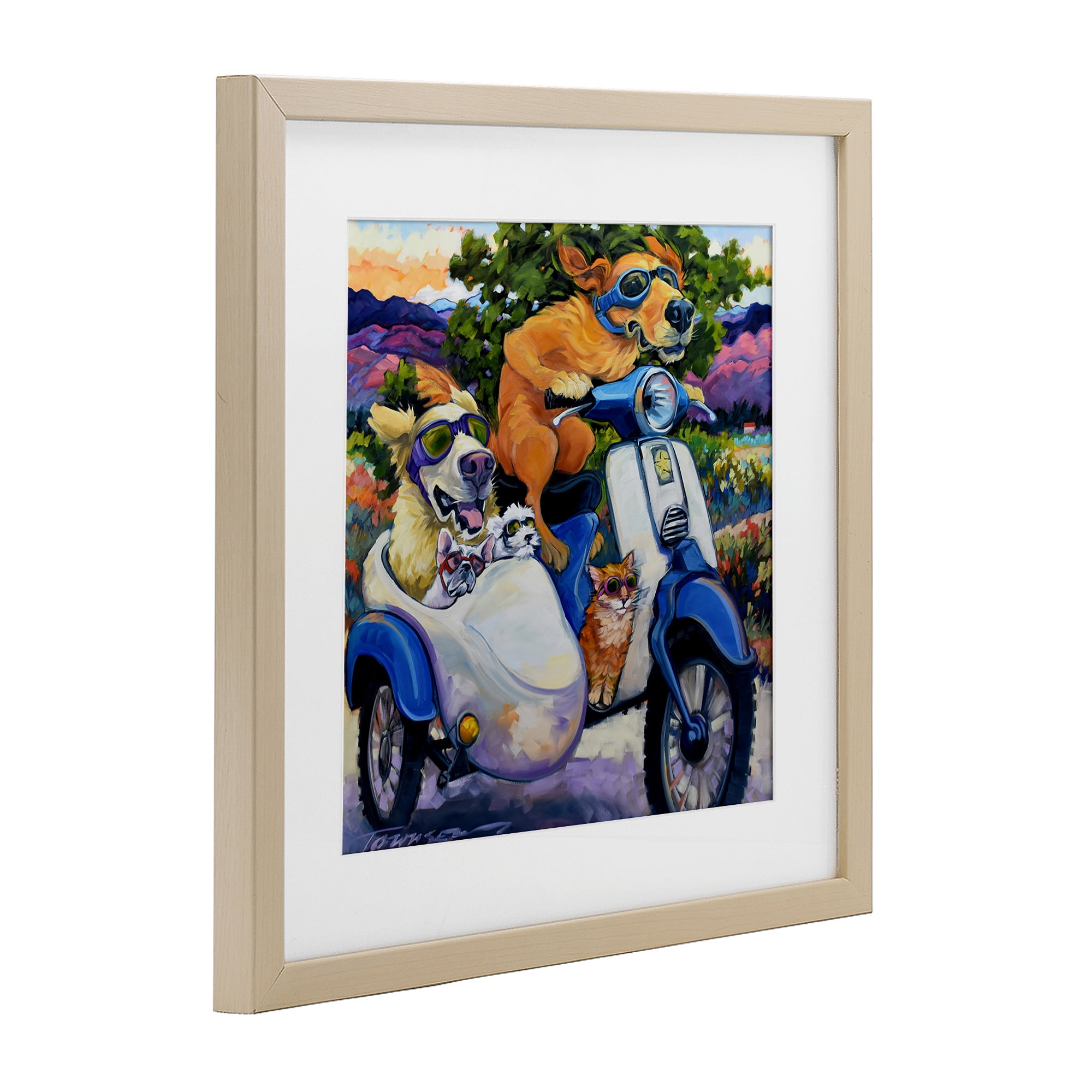 Stupell Industries All Doggled Up Sidecar Birch Framed Print Under Glass, design by CR Townsend