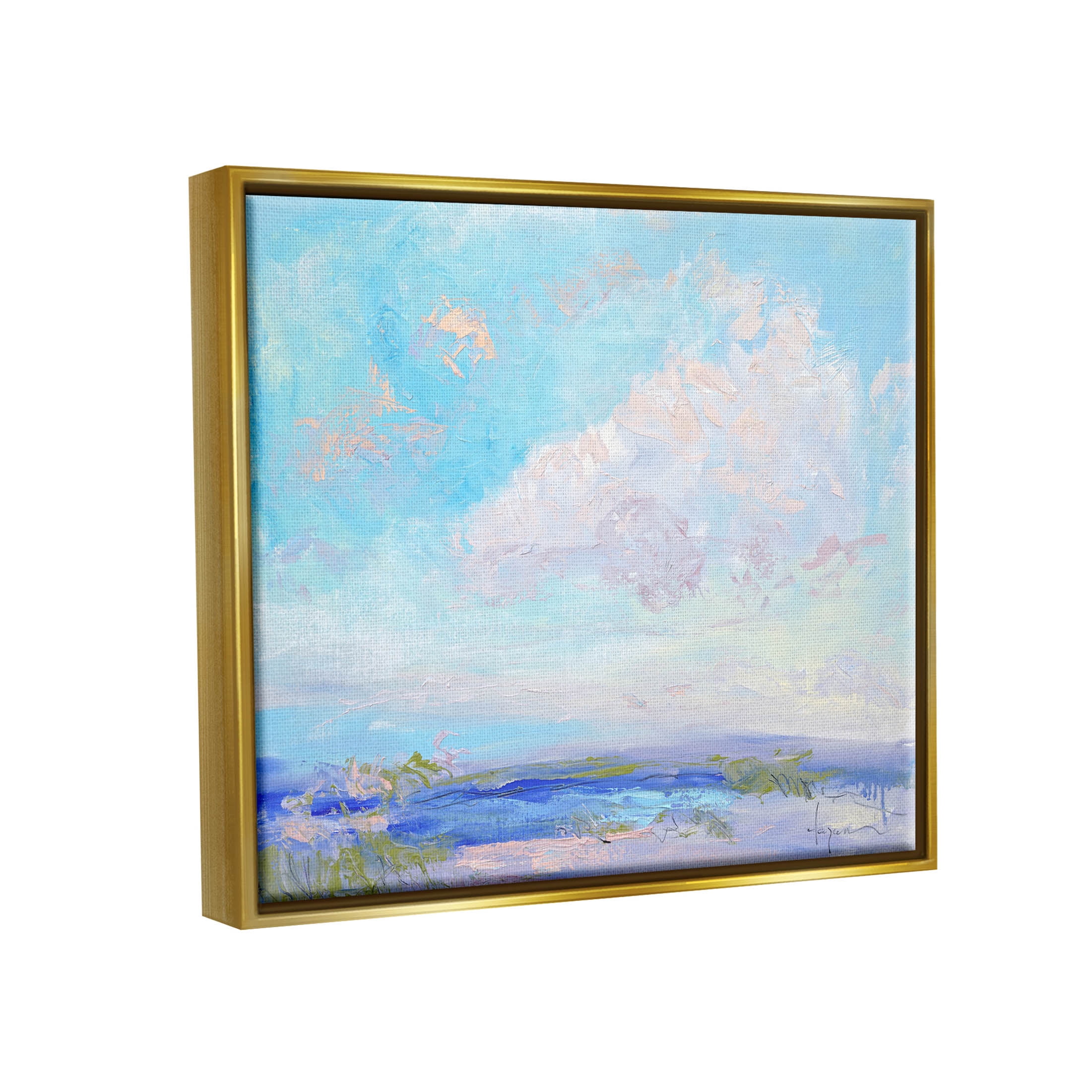 Stupell Industries Cloudy Impressionist Nature Landscape Painting Metallic Gold Floating Framed Canvas Print Wall Art, Design by Dorothy Fagan