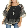 thumbnail image 3 of Blouse Femme Manches 3/4 Ourlet Floral Imprimé Léopard Ample, 3 of 7