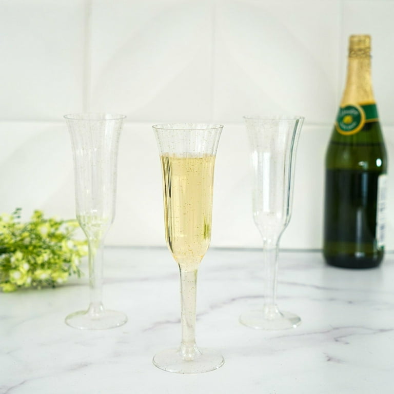 Gold Crackle Champagne Flute Glass (6 oz)