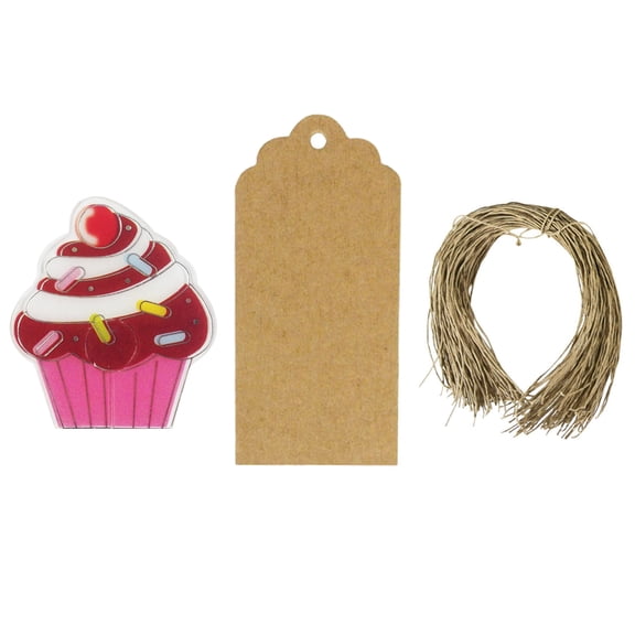 Wrapables® Set of 50 Cupcake Bag Clips with 20 Scalloped Gift Tags for Baked Goods, Cake Pops, Party Favors, for Sealing Goody and Treat Bags, and Cello Bags