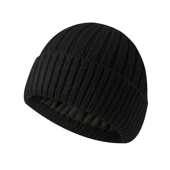 Men’s Winter Skull Cap – Thick Fleece Lined Woolen Hat for Cycling, Skiing, and Outdoor Sports Windproof, Warm Ear Protection, and Head Cover black