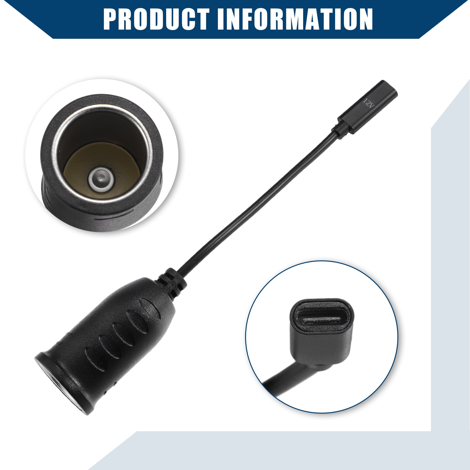 Unique Bargains 12V Cigarette Lighter Adapter USB  Converter Cable for RV0.19m Black