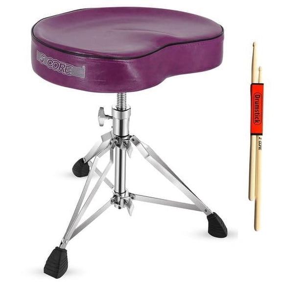 Drum Throne Padded Guitar Stool Saddle Drummer Seat for Adults and Kids - Purple