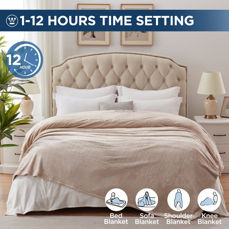 KATA Electric Heated Blanket King Size 90'' x 100''Premium Flannel Blankets  with 1-12 Hours Time Adjustment and 10 Heat Settings（88-125F），Overheating  Protection, Beige Color - Walmart.com