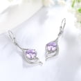 thumbnail image 4 of Juwaliy 925 Sterling Silver Leverback Women Earrings June Birthstone Alexandrite Purple Long Drop Earring Tail Jewelry Mother Christmas Birthday Valentines Gift for Her, 4 of 11