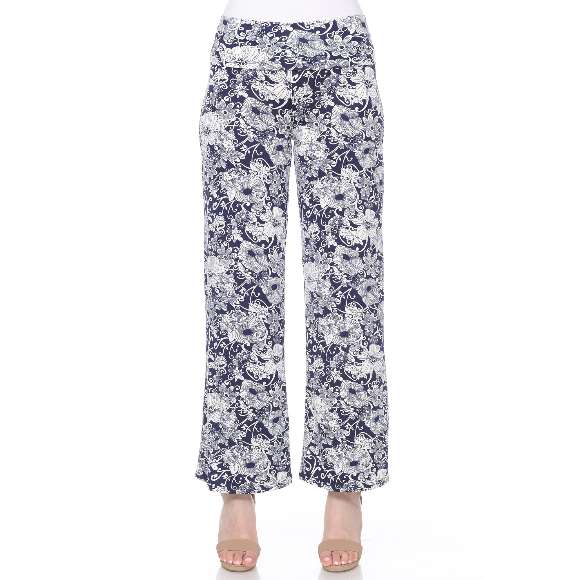 White Mark Women's Floral Paisley Palazzo Pants