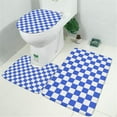 thumbnail image 2 of Blue and White Checkered Pattern Bathroom Rugs Sets 3 Piece,Toilet Cover Set,Absorbent Non Slip Bathroom Mats Sets with U-Shaped Contour Rug Toilet Rug Set, 2 of 5